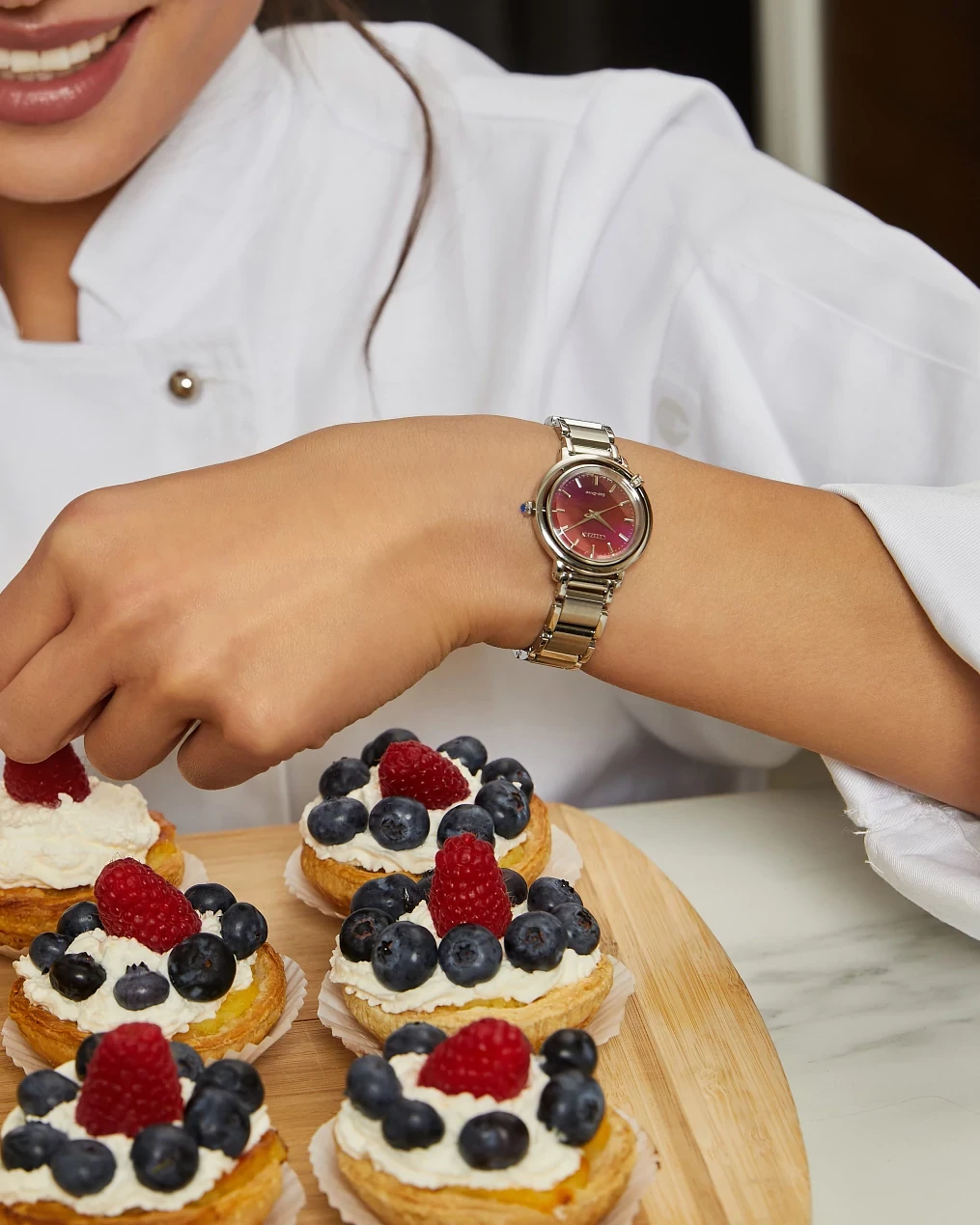 Citizen L Arcly Red Dial Stainless Steel Bracelet EM1091-67X | CITIZEN